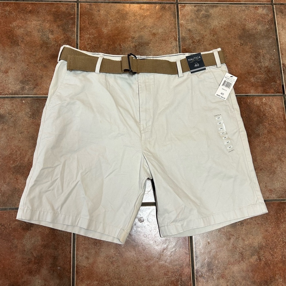 Nautica Shorts Men’s Size 40 Tan Belted BC6102 NWT
